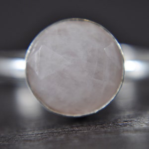 Rose quartz 925 sterling silver ring faceted round shaped mothers day present image 2