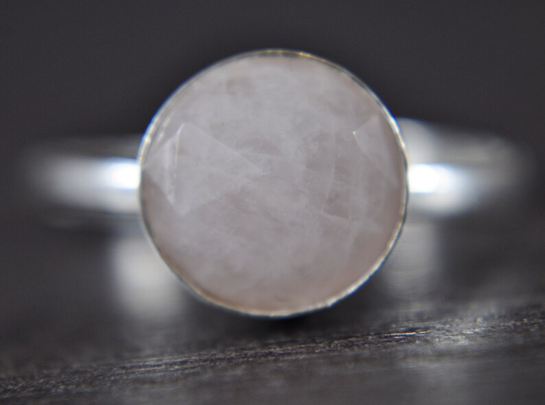 Rose quartz 925 sterling silver ring faceted round shaped mothers day present image 2