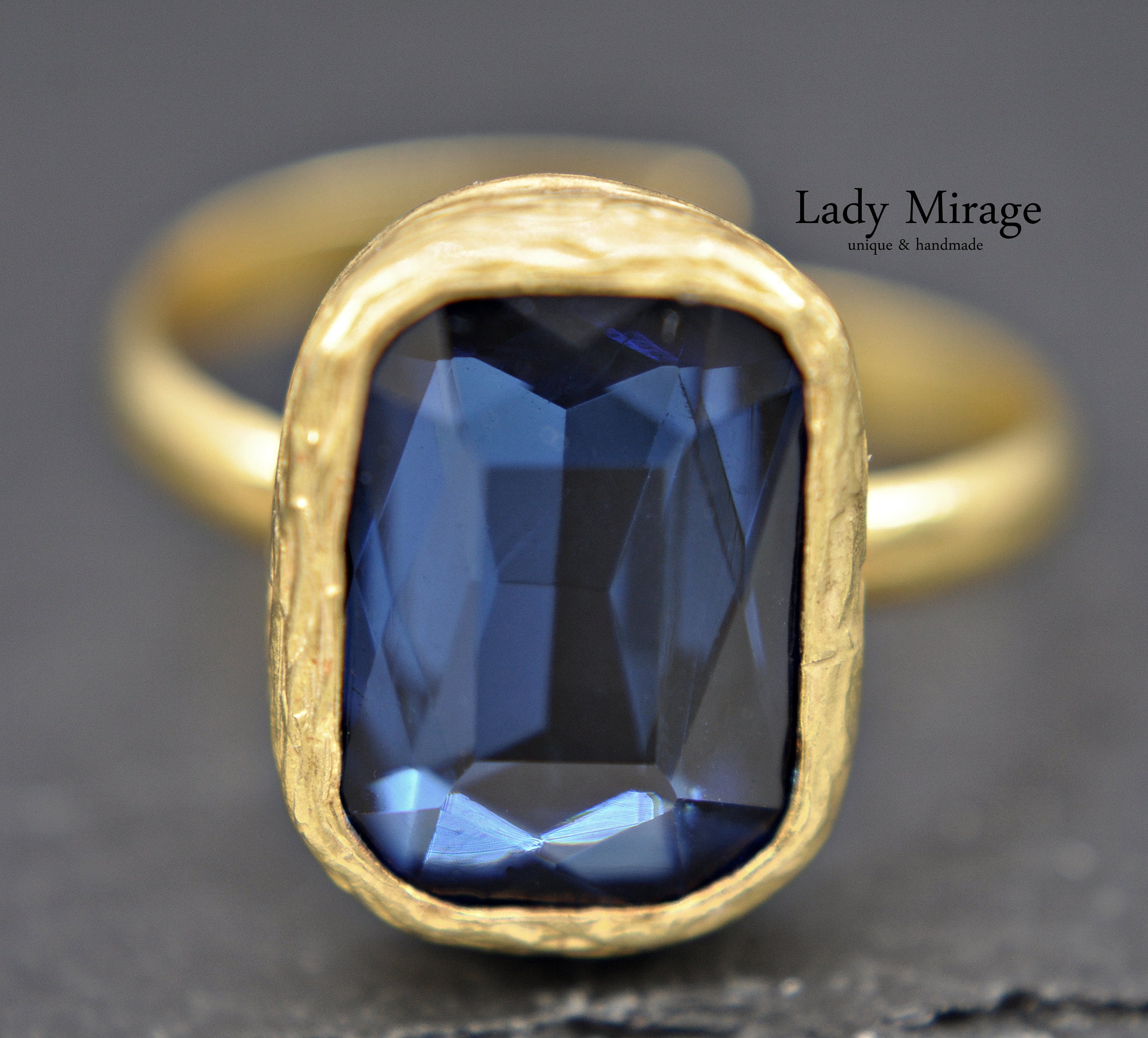 Ring With Blue Stone - Sapphire Blue - 14k Gold Filled Ring 