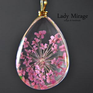 925 Sterling Silver - Real Pink Flowers Necklace  - Rose Gold Plated - mothers day gift - jewellery - charms