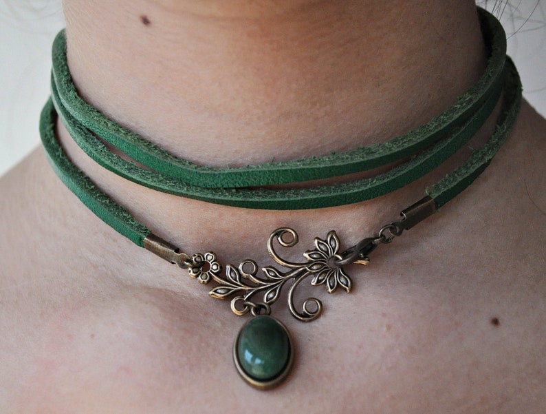 Grüne Ohrringe Hängend Edelstein-Ohrringe mit Jade Grün Hängeohrringe Bronze Vintage Geschenk für Sie gift Bild 6