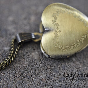 Heart Locket Necklace Photo Locket Family Photo Heart Wreath Brass Photo Pendant Great Gift Idea image 4