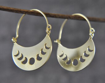 Moon phases - earrings - 925 sterling silver - 14k gold plated - moon jewelry - gift idea