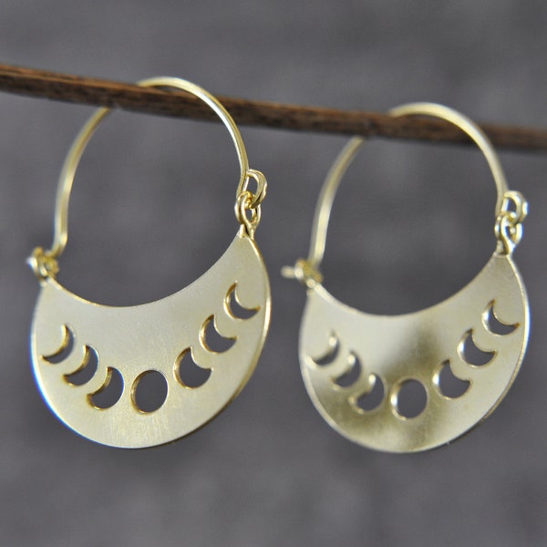 Moon phases - earrings - 925 sterling silver - 14k gold plated - moon jewelry - gift idea