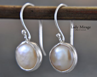 925 sterling silver - real freshwater pearl earrings - bridal jewelry - wedding jewelry - mothers day gift