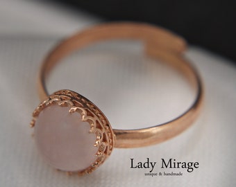 Bague en argent 925 - pierre précieuse de quartz rose - or rose - réglable - bijoux en cristal - bijoux de mariée - cadeau pour elle - fait main - cadeau - bagues