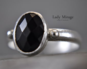 925 Silver - Onyx - Ring - Gemstone - Black - Birthday Gift