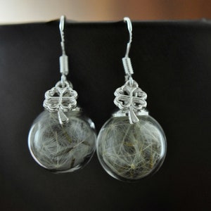 LUCK Real Dandelion Earring Silver Plated image 3