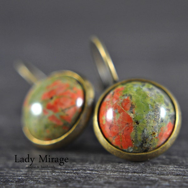 Gemstone Earrings with Unakite