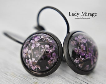 Real Flowers Earring -Purple-