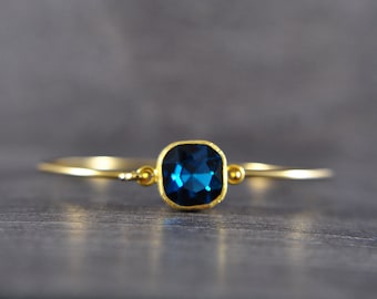 Sapphire blue Bangle  Gold Plated Brass