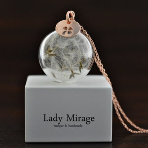 BESTSELLER 925 Silver Real Dandelion Necklace Rose Gold- Luck