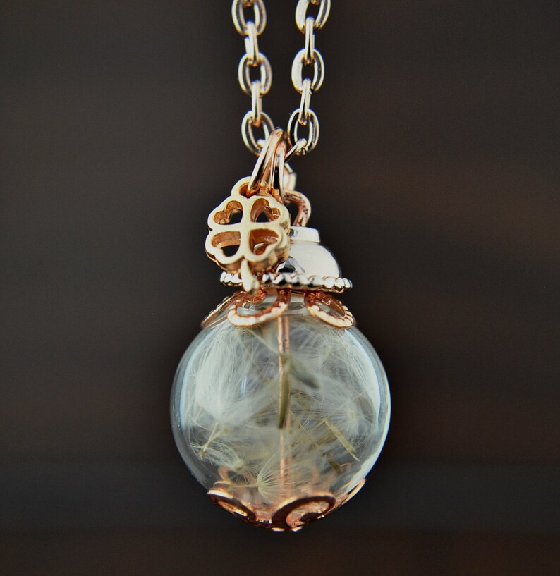 LUCK Real Dandelion Necklace Rose Gold image 4