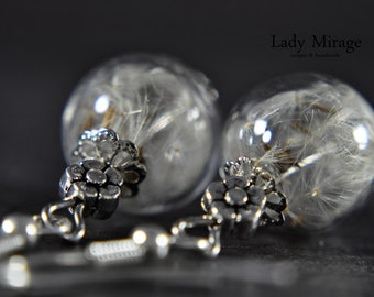 Real Dandelion Earrings -Silver Plated-