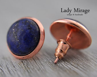 Lapis Lazuli Rose Gold Stud Earrings