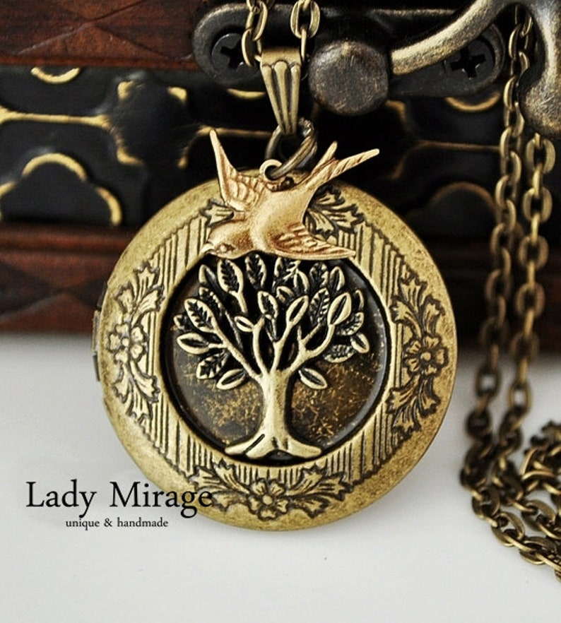 Life Tree Photo Locket Necklace afbeelding 1