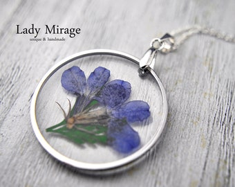 Charming Forget-Me-Not Necklace with Real Flowers and 925 Sterling Silver Necklace - Mothers day