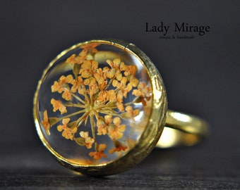 Real Flower Ring -Peach- Gold Plated