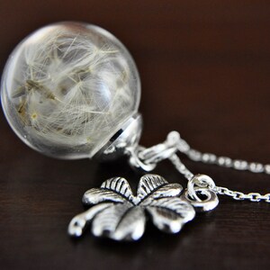 LUCK 925 Silver Real Dandelion Necklace imagen 2