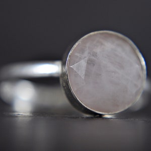 Rose quartz 925 sterling silver ring faceted round shaped mothers day present image 1