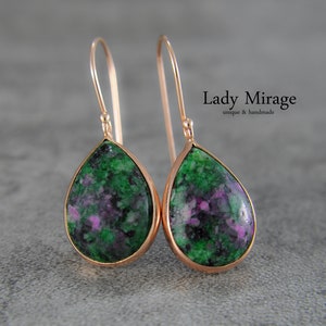 Ruby Zoisite Silver Earrings Gemstone Real Silver Drop Earrings GREAT GIFT IDEA