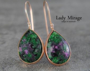 Ruby Zoisite Silver Earrings Gemstone Real Silver Drop Earrings GREAT GIFT IDEA