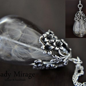 BESTSELLER 925 Silver Real Dandelion Necklace Teardrop imagen 1