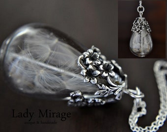 BESTSELLER 925 Silver -Real Dandelion Necklace -Teardrop-