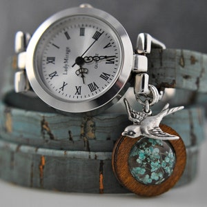 BESTSELLER Real Flowers Cork Wristwatch Silver imagen 3