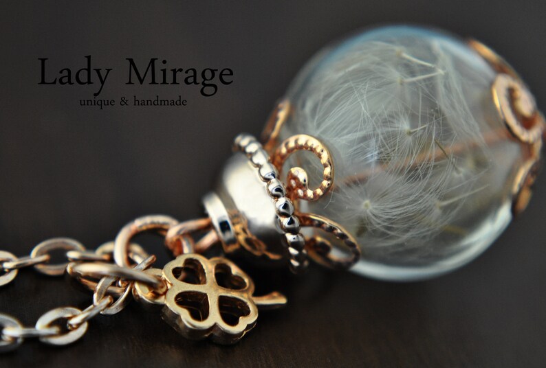 LUCK Real Dandelion Necklace Rose Gold image 2