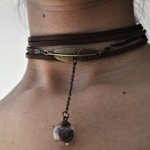 Real Feather Genuine Leather Choker imagen 3
