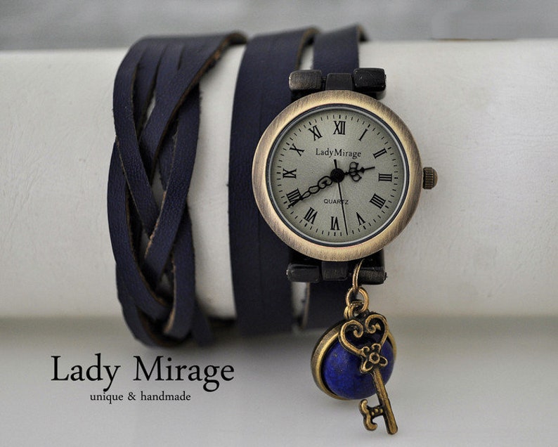 Lapis Lazuli Real Leather Watch imagen 3