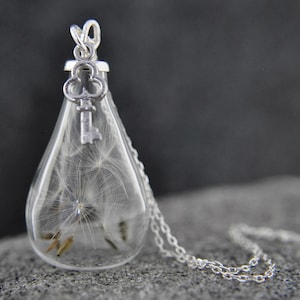 925 Sterling Silver Real Dandelion Necklace Key image 2