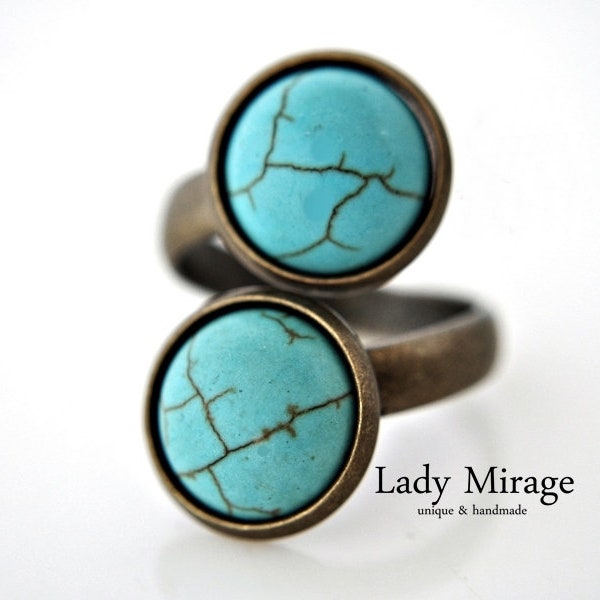 Double Turquoise  bague