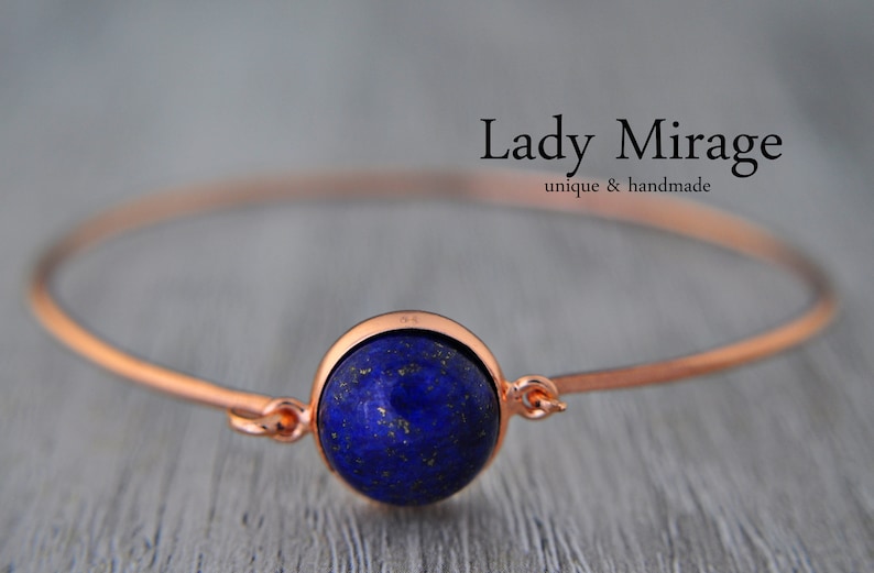 BESTSELLER Lapis Lazuli Bangle Rose Gold image 1