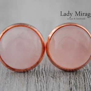 Rose quartz Rose Gold Stud Earrings immagine 1