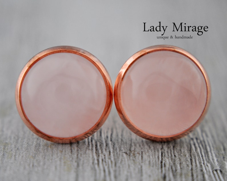 Rose quartz Rose Gold Stud Earrings immagine 1