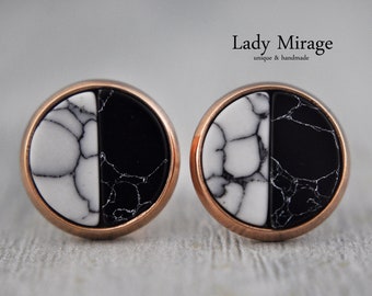 Geometric Howlite Ear Studs - Rose Gold