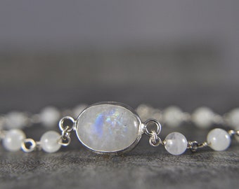 925 Silver Moonstone Bracelet - handmade, unique, gift for her, mothers day gift