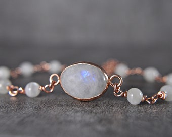 925 Silber "Mondstein" Armband rosévergoldet- handgemacht - einzigartig - Geschenk für Sie - Muttertagsgeschenk