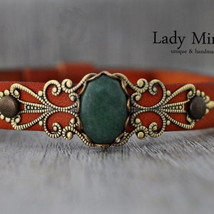 Arabian Nights Genuine Leather Bracelet Jade imagen 1