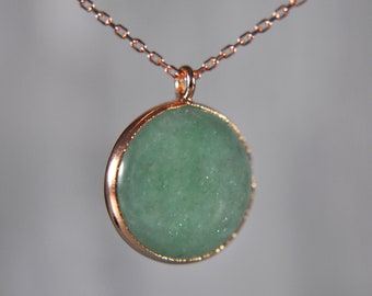 925 Sterling Silver - Aventurine Necklace - rose gold-plated round - Mothers day