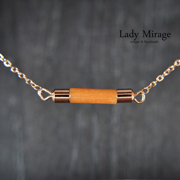 Rose Gold Plated Necklace with Jade - Salmon