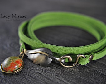 Unakite-Choker made of Suede