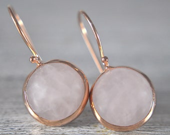 925 Sterling Silber - Rosenquarz Ohrringe -Rosegold  -  Schmuck aus Echtsilber Geschenkidee  - handmade earrings - Hochzeit - Braut