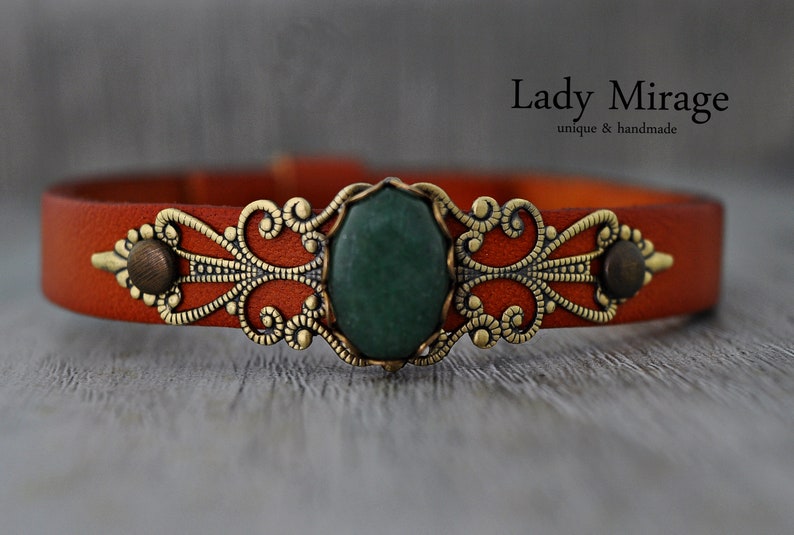 Arabian Nights Genuine Leather Bracelet Jade imagen 2