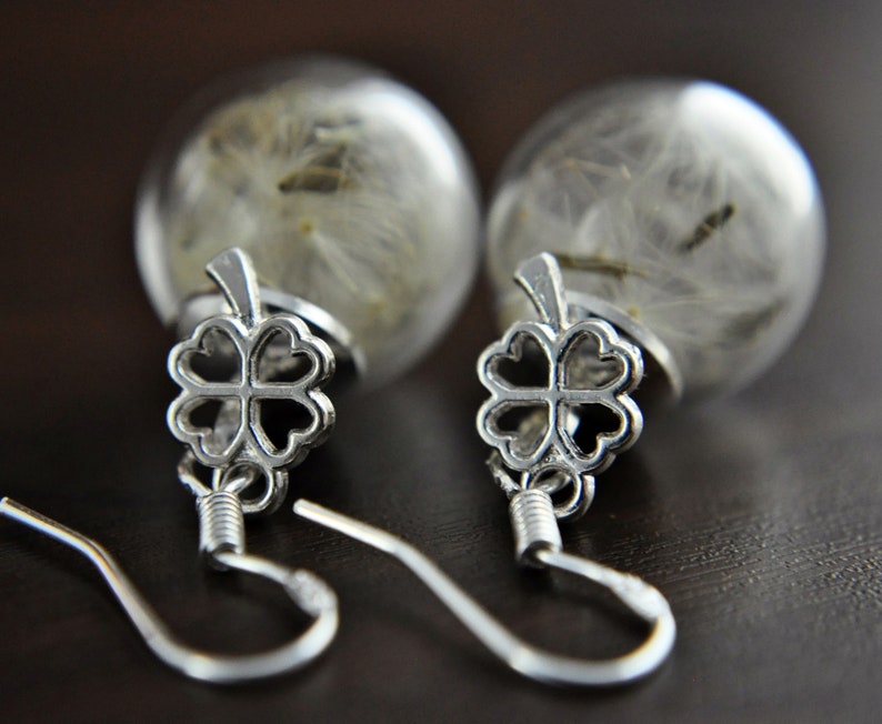 LUCK Real Dandelion Earring Silver Plated image 2