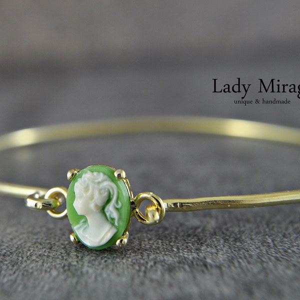 925 Silver Bracelet 14k Gold Plated  Lady Cameo  Vintage Jewelry  Cameo Antique - Art Nouveau