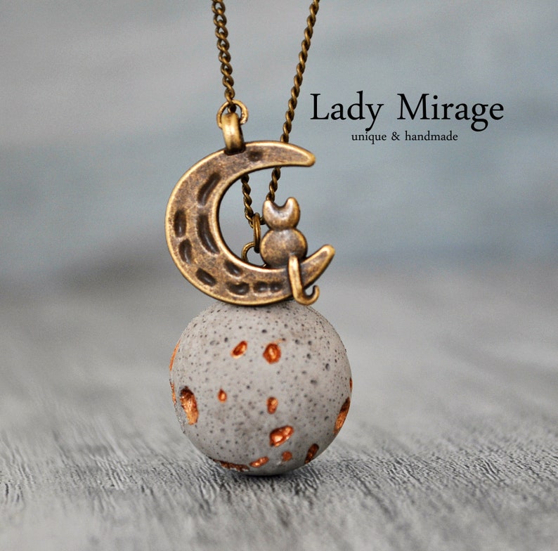 Cat & Moon Concrete Necklace image 3