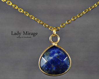 18K Gold Plated Necklace with Natural Sodalite